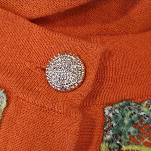 Michael Simon Colorful Cardigan Sweater Crochet Lace Overlay Cotton Sz M NWT - Picture 9 of 9